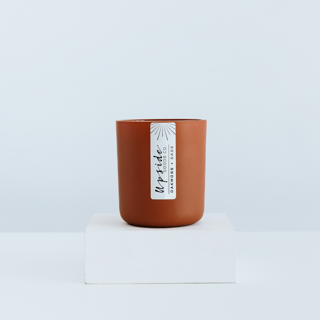 Oakmoss + Sage limited edition clay signature candle from Upside goods co. 