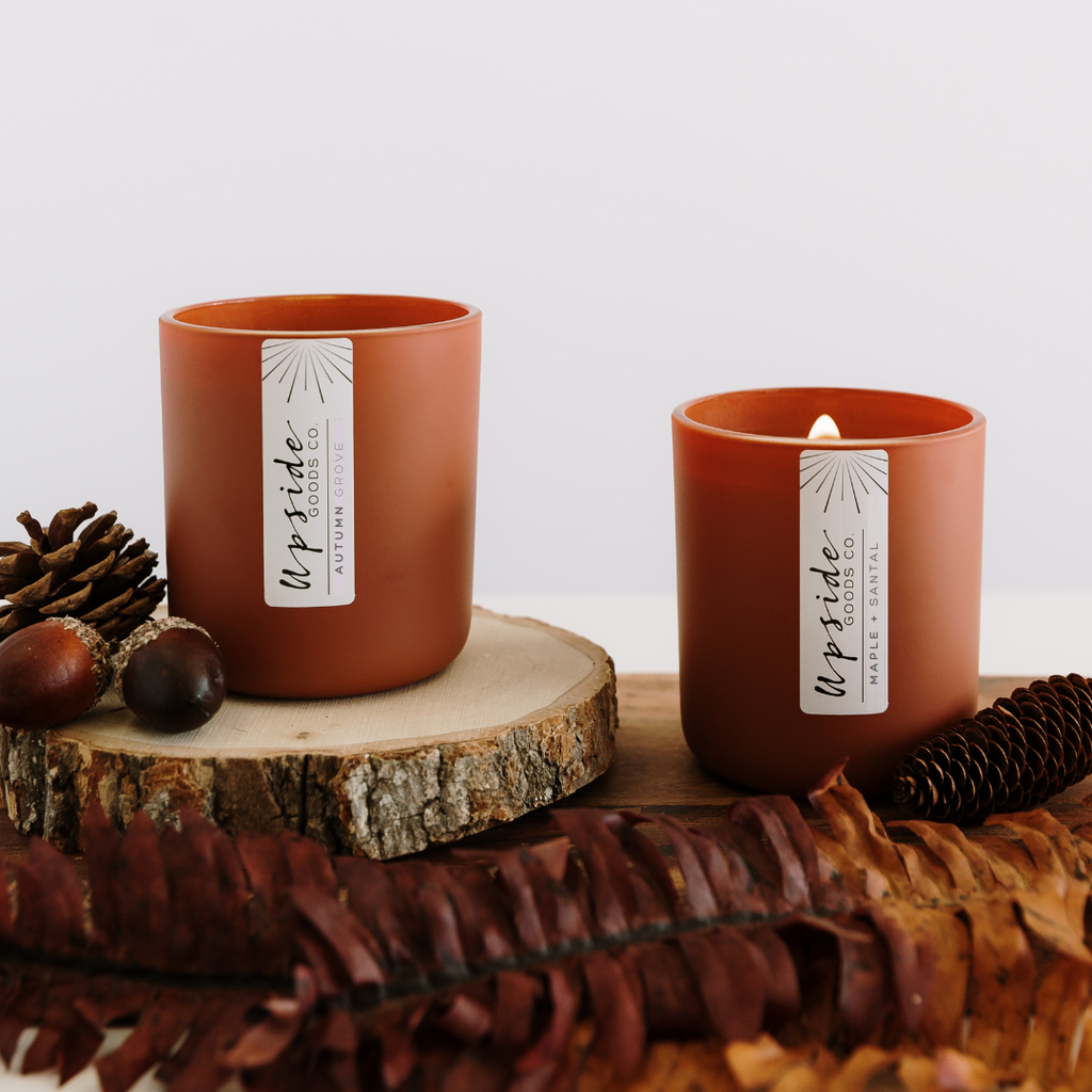 Terracotta Clay glass vessel for our signature 12 oz limited edition Fall candles at Upside Goods